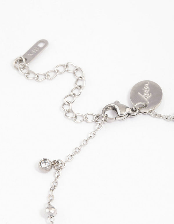 Surgical Steel Ball & Bezel Charm Bracelet