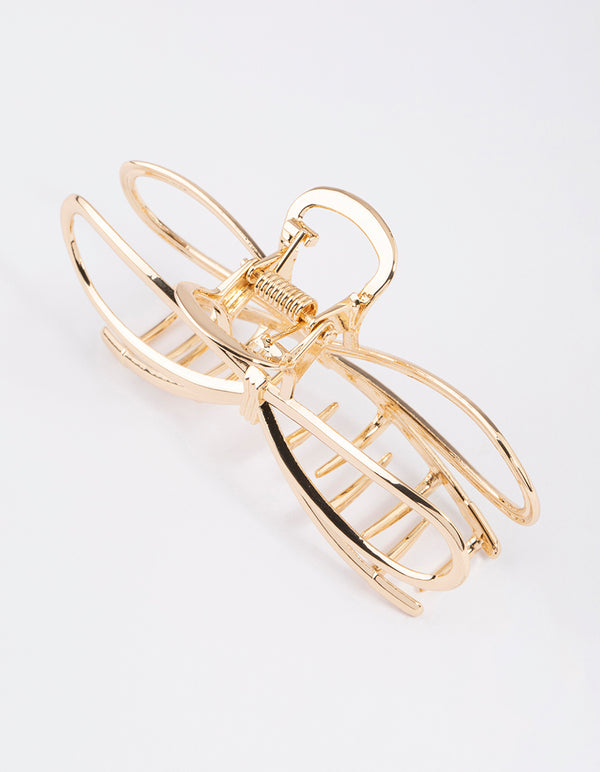 Gold Molten Large Bow Claw Clip