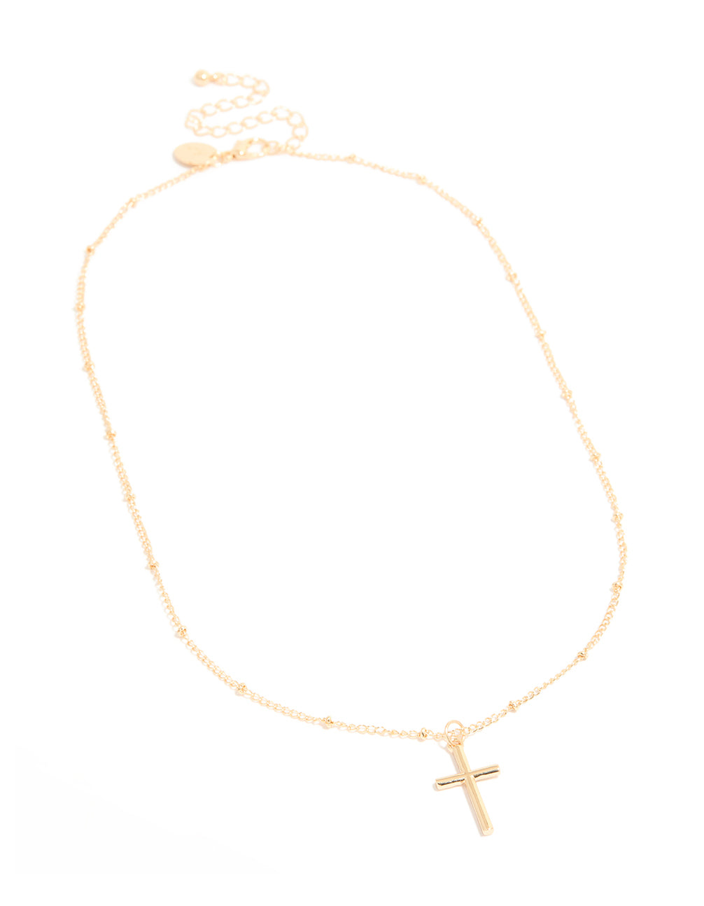 Gold Classic Cross Ball Chain Necklace