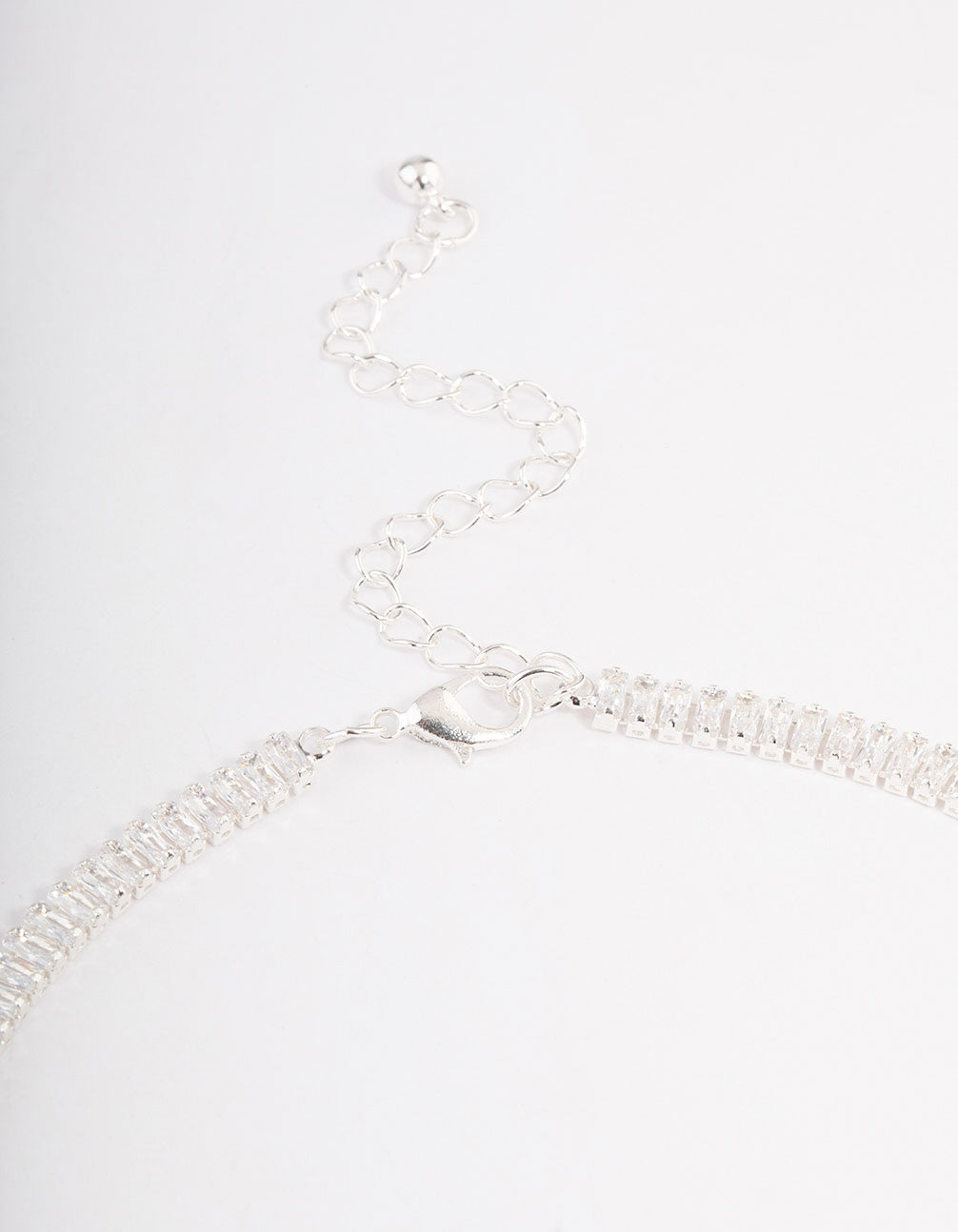 Silver Plated Cubic Zirconia Baguette Cup Chain Necklace