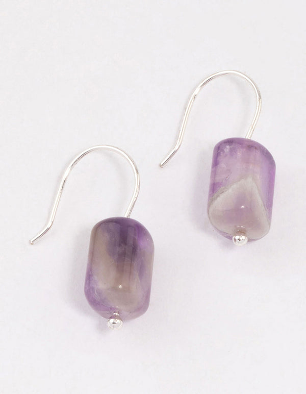 Rose Gold Amethyst Curb Pendant Drop Earrings