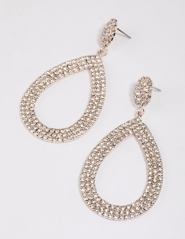 Rose Gold Statement Pear-Shaped Drop Earrings