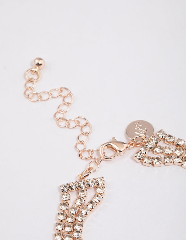 Rose Gold Triple Row Cup Chain Mixed Bracelet