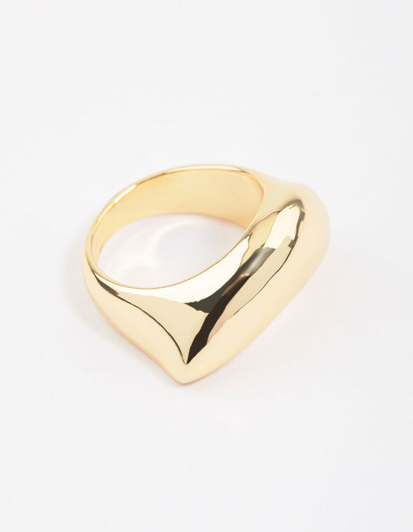 Gold Plated Moon Scoop Ring