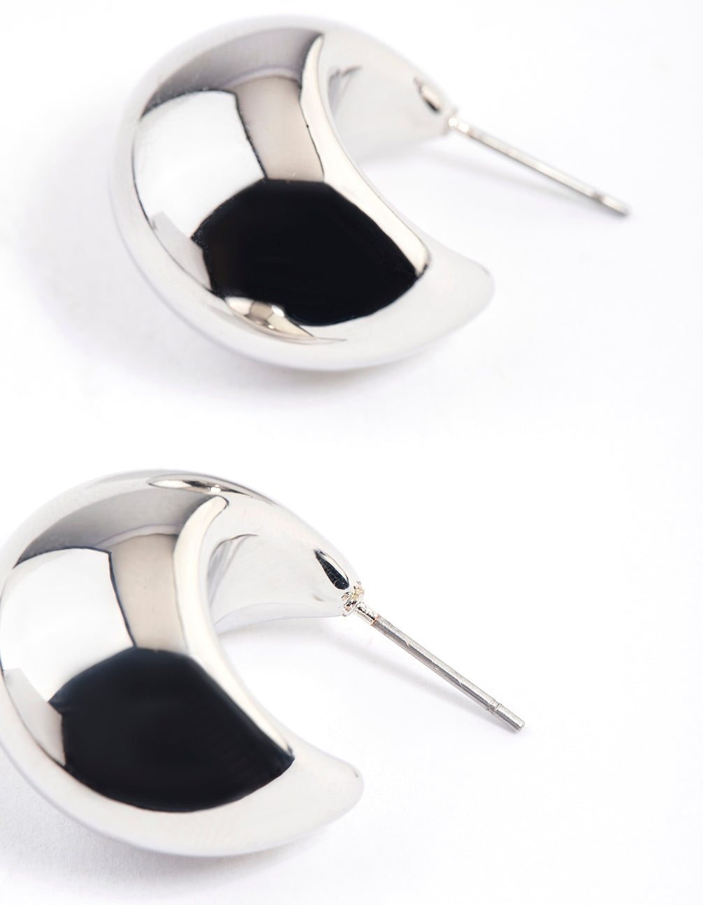 Silver Smooth Round Mini Hoop Earrings