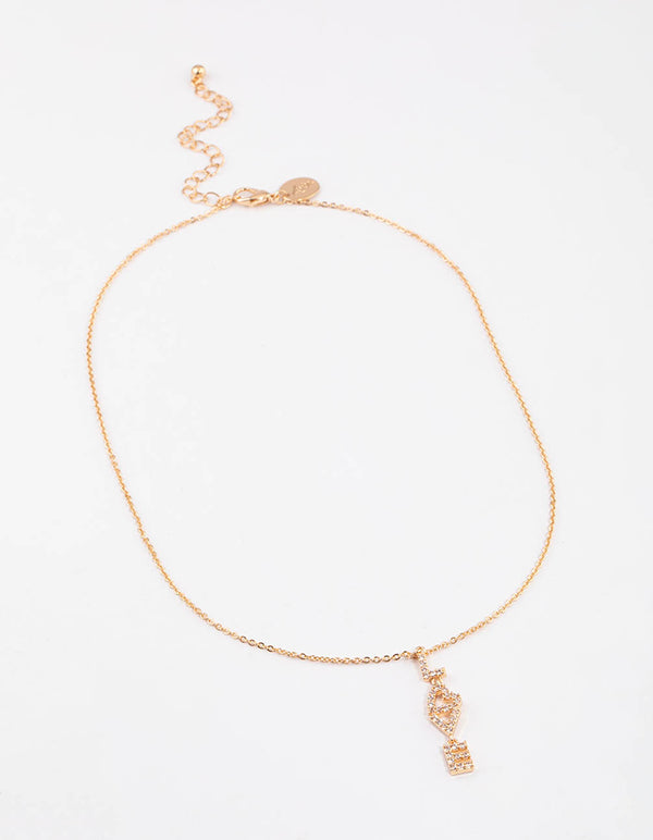 Gold Cubic Zirconia Love Letter Pendant Necklace