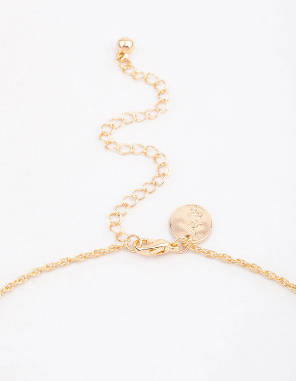 Gold Diamante T-Bar Pendant Necklace