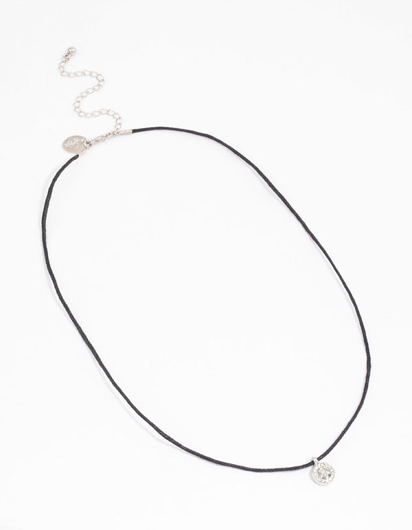 Silver Diamante Peace Sign Pendant Necklace