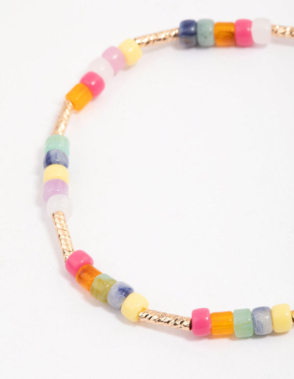 Mixed Bead & Coin Pendant Bracelet