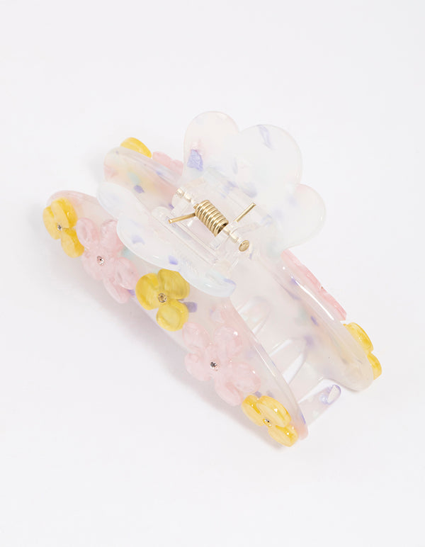 Pastel Flower Detailed Hair Claw Clip