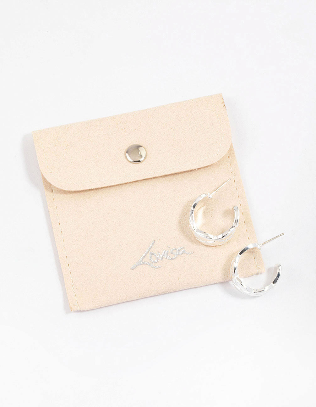 Silver Quilted Hoop Earrings & Polishing Set