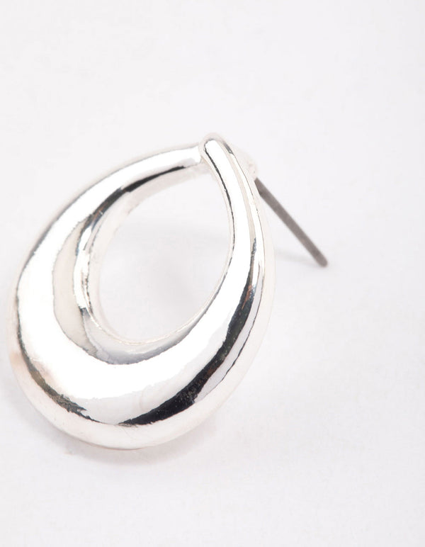 Silver Open Circle Stud Earrings & Polishing Set