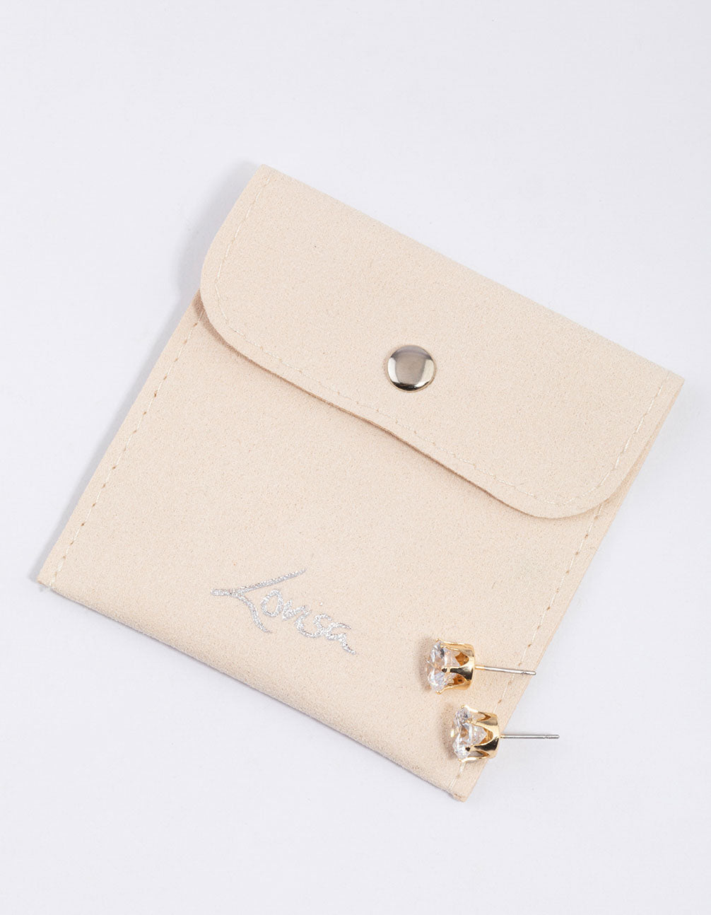 Gold Statement Diamante Stud Earrings & Polishing Set