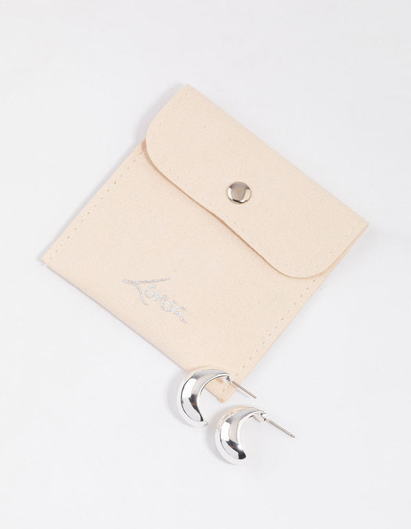 Silver Chunky Bubble Hoop Earrings & Polishing Set