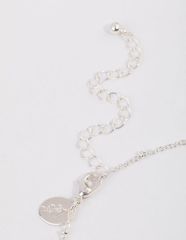 Silver Bezel Diamante Droplet Necklace & Polishing Set