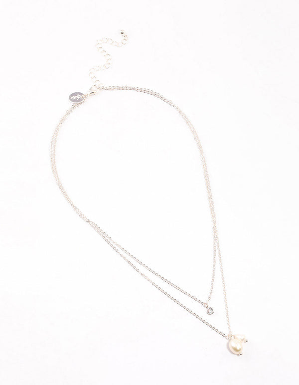 Silver Double Freshwater Pearl Necklace & Polishing Set