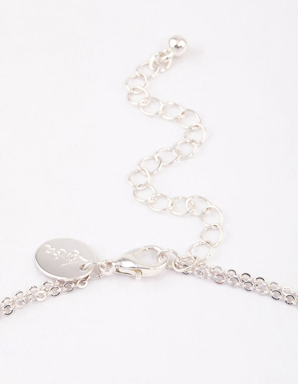Silver Baguette Pearl Layered Necklace & Polishing Set