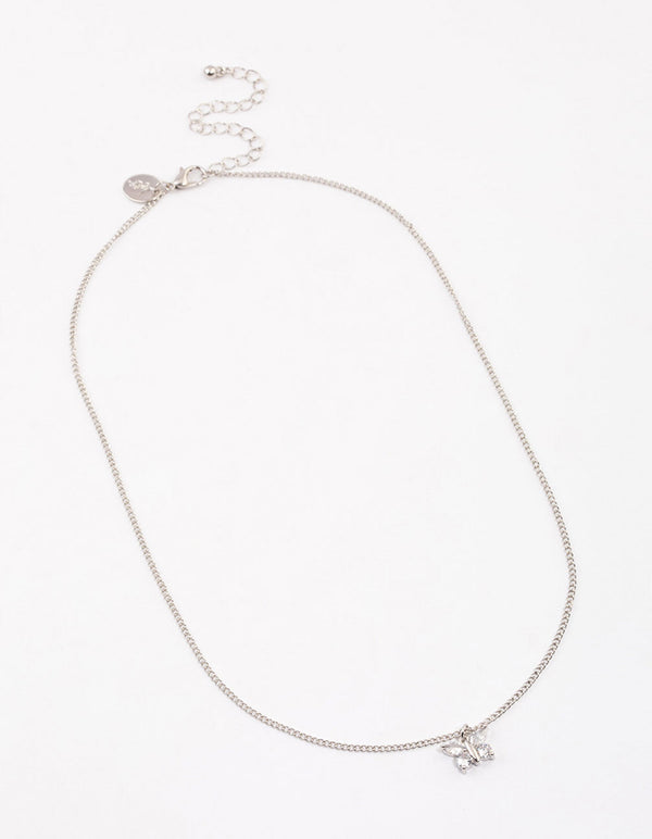 Silver Diamante Butterfly Necklace & Polishing Set