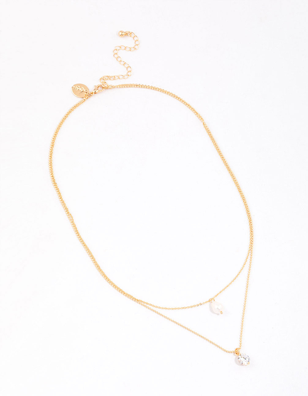 Gold Freshwater Pearl Cubic Zirconia Layered Necklace & Polishing Set