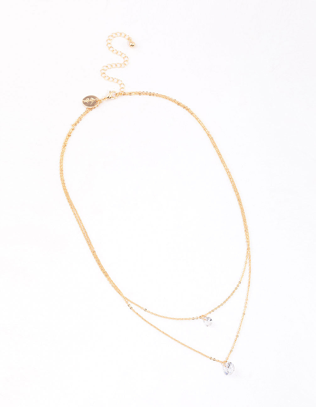 Gold Double Row Cubic Zirconia Necklace & Polishing Set