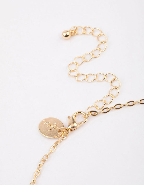 Gold Linked Circle Diamante Necklace & Polishing Set