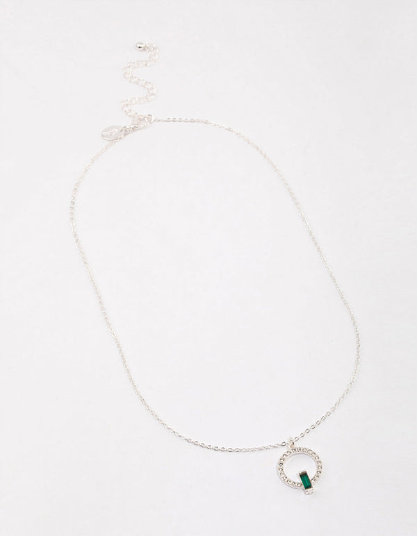 Silver Open Circle Baguette Necklace & Polishing Set