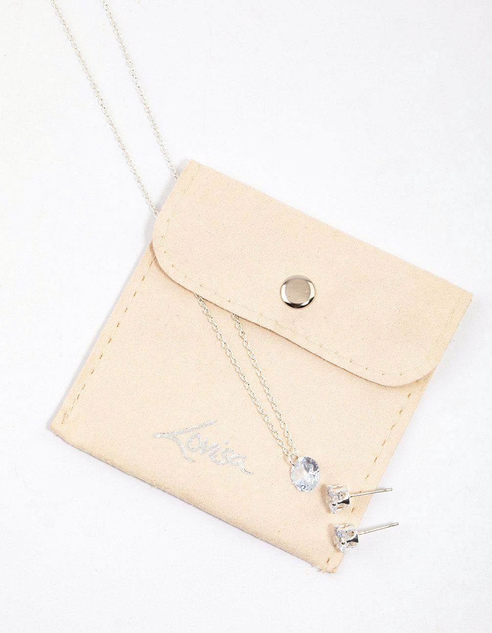 Silver Floating Cubic Zirconia Drop Jewellery & Polishing Set