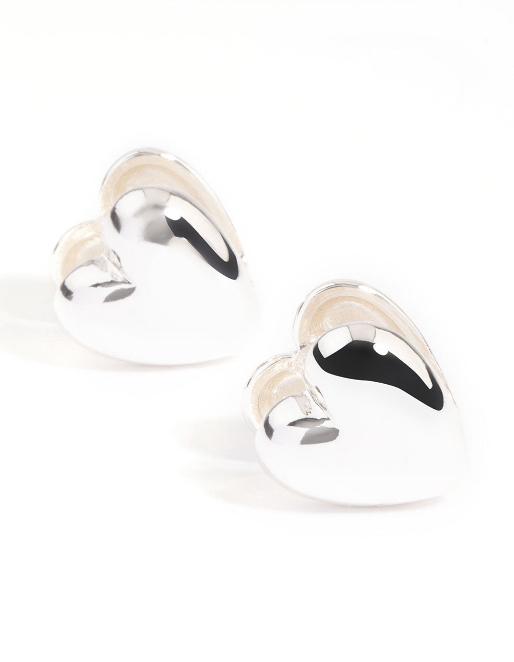Silver Plated Heart Huggie Earrings