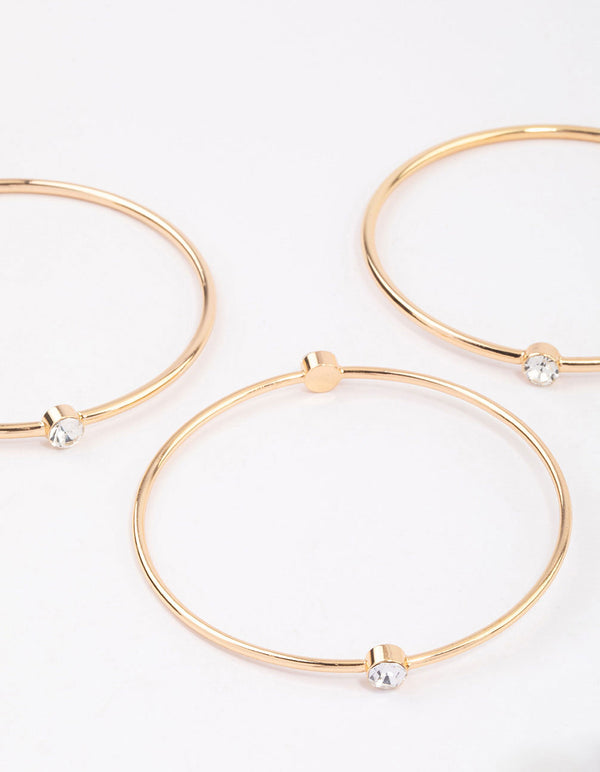 Gold Diamante Stone Bangle Pack