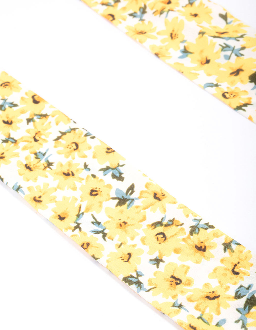 Yellow Fabric Long Small Floral Scarf