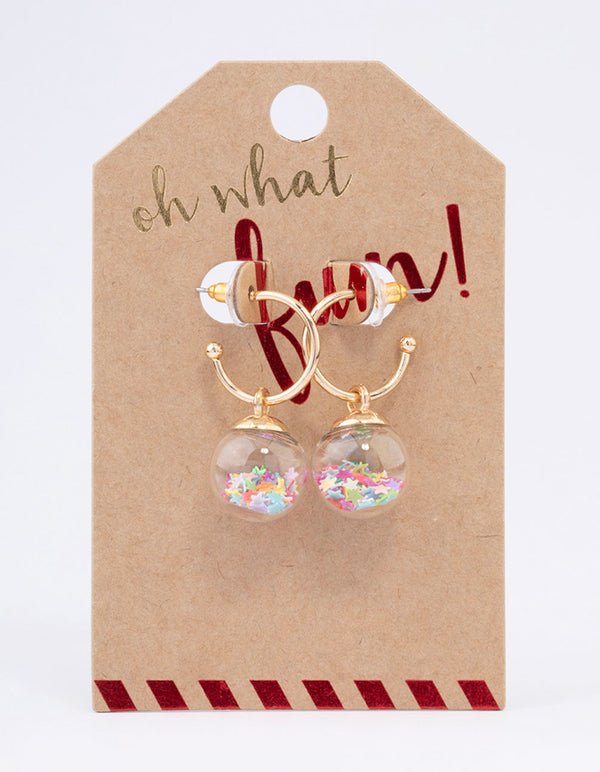 Gold Glitter Shaker Huggie Earrings