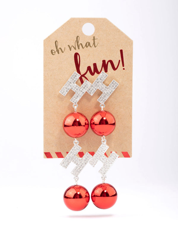 Silver HoHo Bauble Drop Earrings