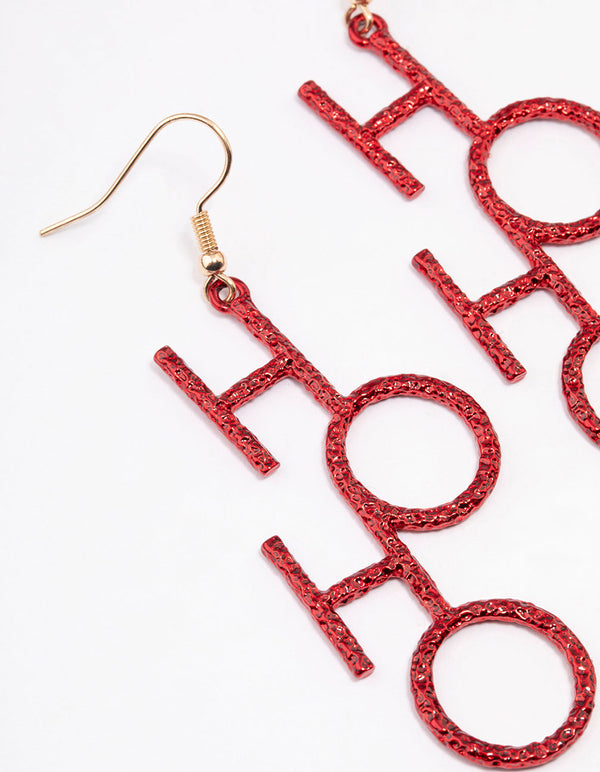 Red Glitter HoHo Drop Earrings