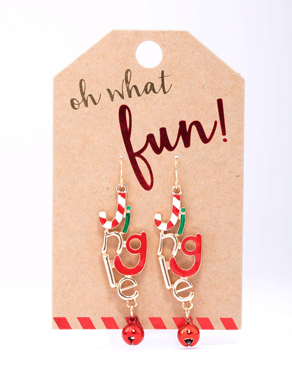 Gold Christmas Jingle Drop Earrings