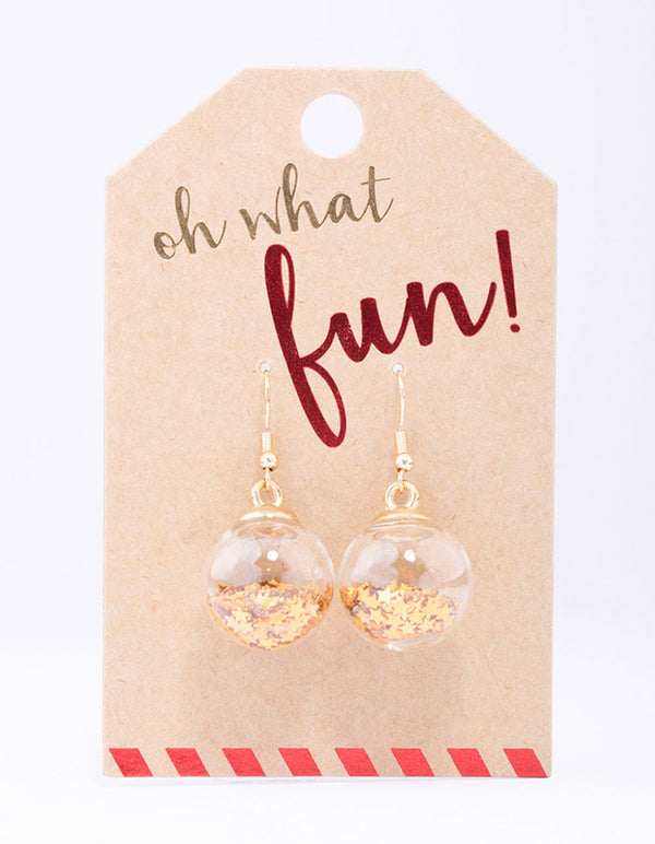 Mini Gold Glitter Bauble Drop Earrings