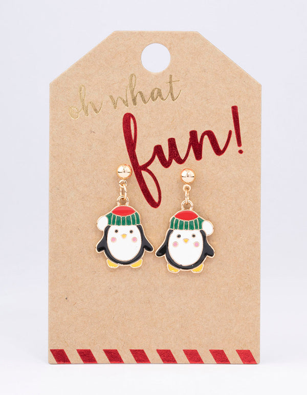 Christmas Penguin Drop Earrings