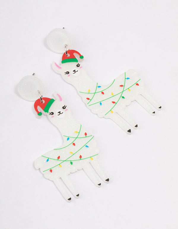 Tangled Llama Christmas Light Drop Earrings