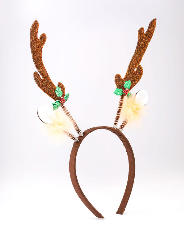 Soft Glitter Reindeer Headband