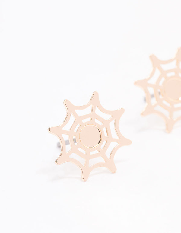 Gold Spiderweb Stud Earrings