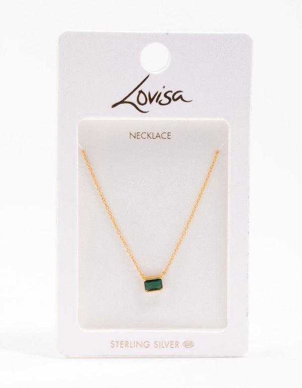 Gold Plated Sterling Silver Horizon Emerald Cut Necklace