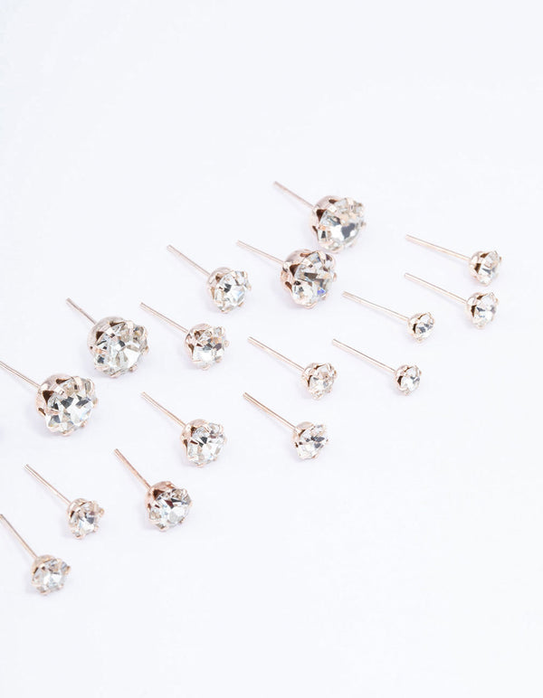 Rose Gold Classic Diamante Graduating Earring 12-Pack
