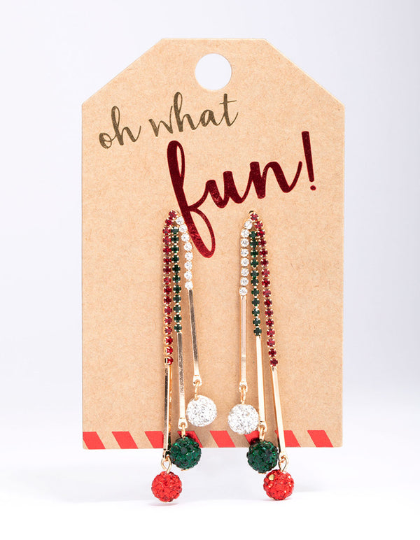 Diamante Cup Chain Fireball Drop Earrings
