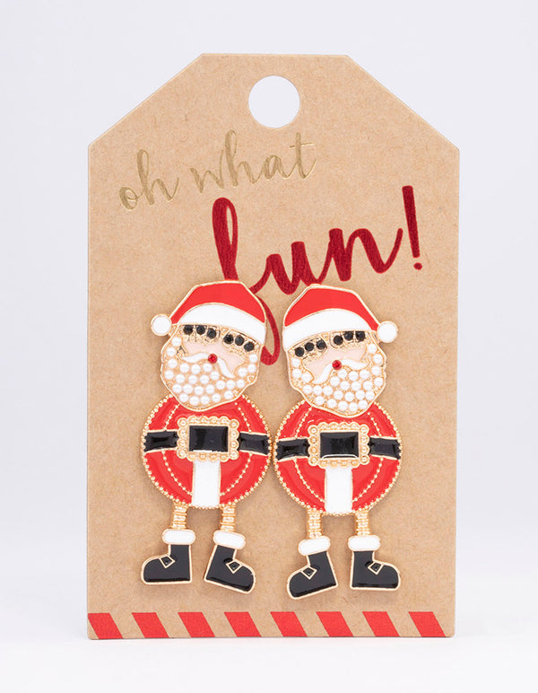Gold Pearl Santa Drop Earrings