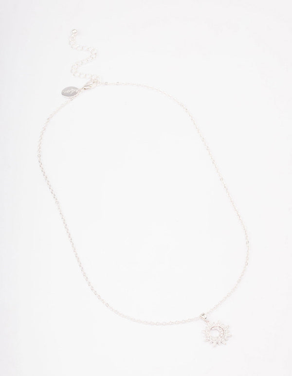 Silver Dainty Sunray Short Necklace
