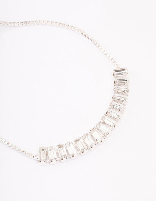 Silver Baguette Toggle Tennis Bracelet