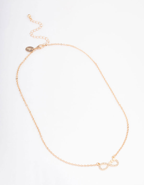 Gold Diamante Infinity Heart Short Necklace