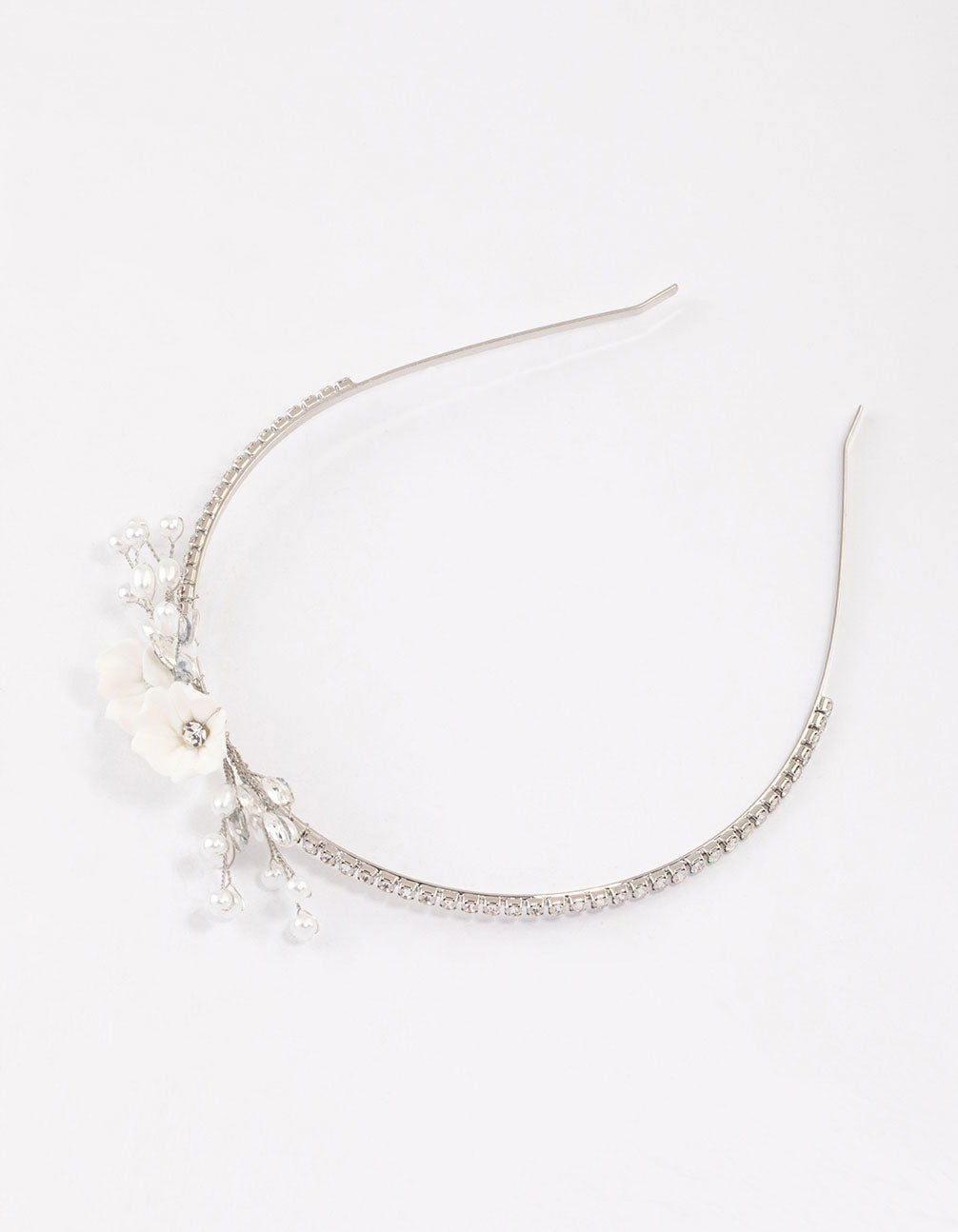 Silver Pearl & Diamante Flower Headband