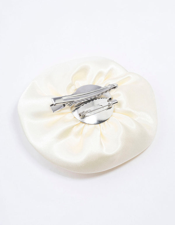 Cream Fabric Elegant Rosette Hair Clip