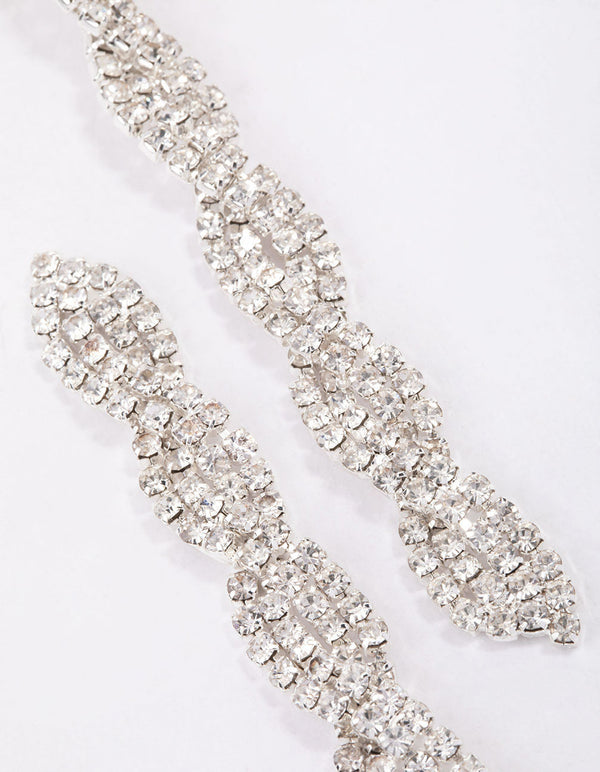Silver Twisted Chain Drop Earrings