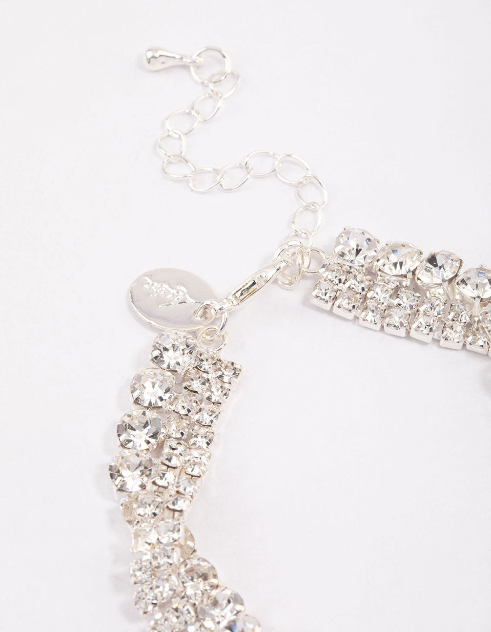 Silver Multi Diamante Twisted Bracelet